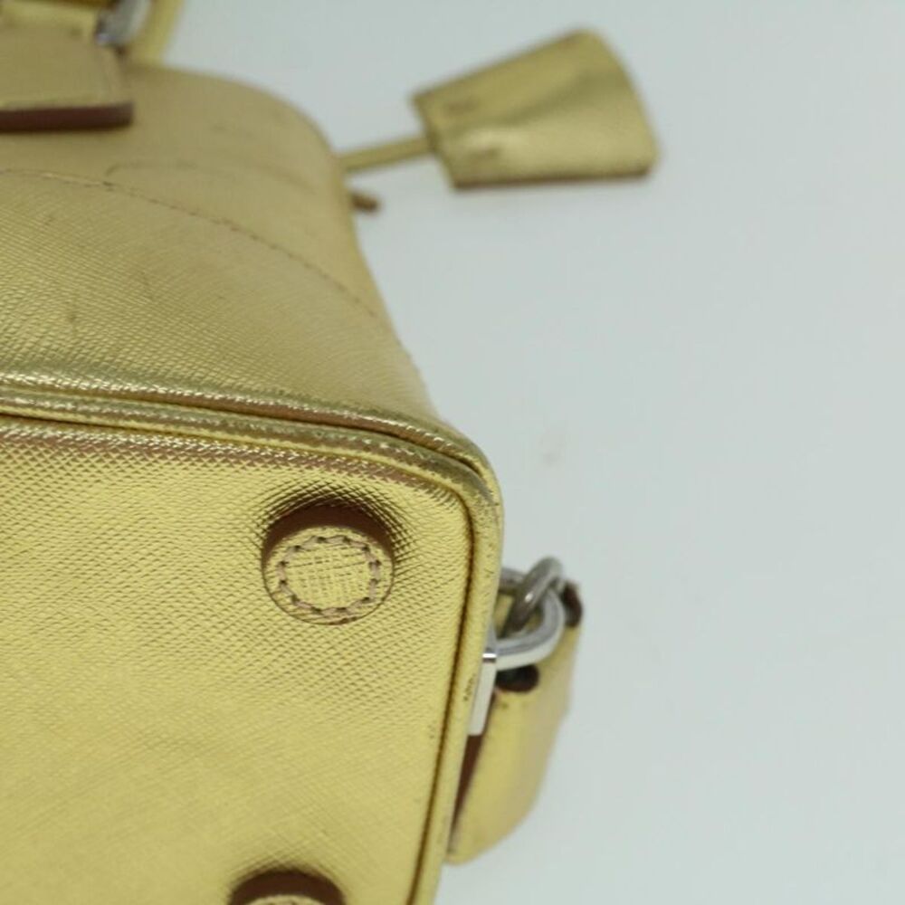 Prada Promenade Bag Saffiano Leather Gold Leather Handbag (Pre-Owned) - Picture 9 of 16